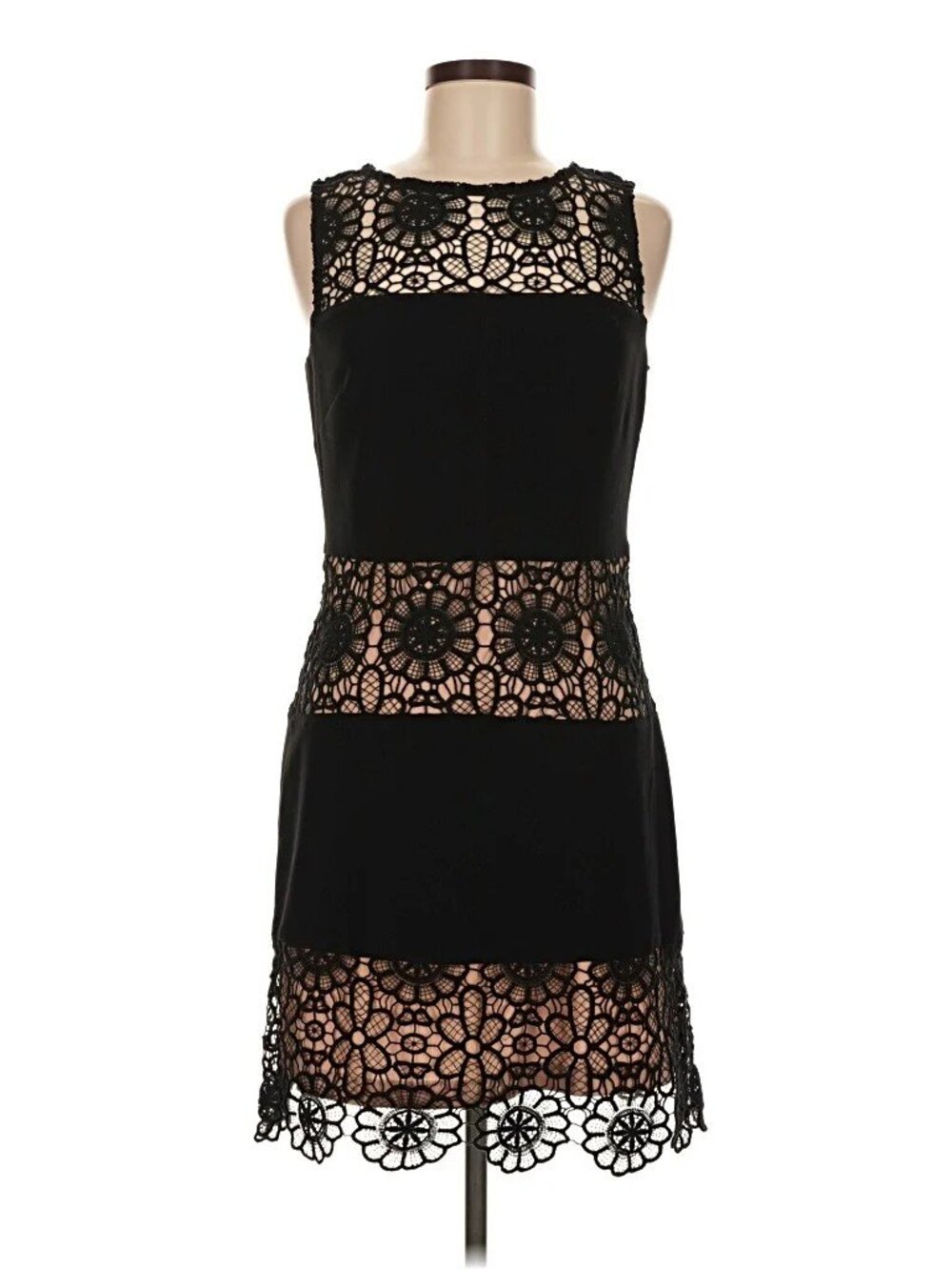 Joseph Ribkoff black & nude crochet vintage dress, size 8